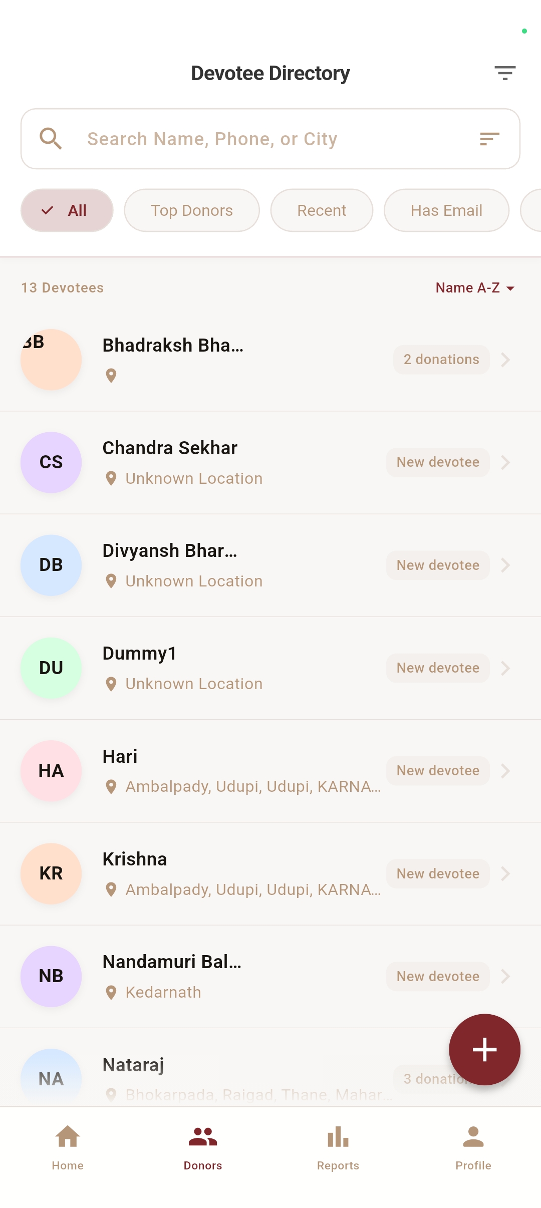 Devotee & Contribution Management